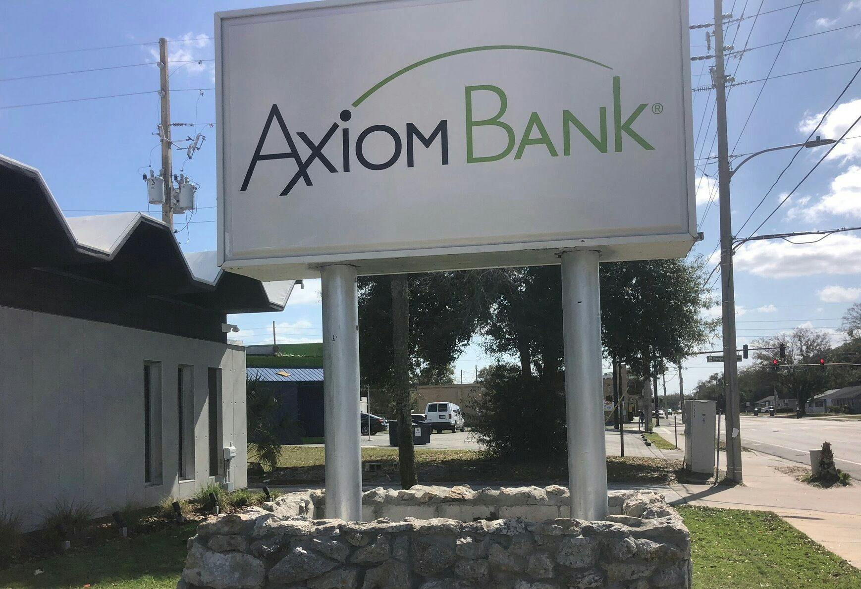 Axiom Bank sign at Goldwyn branch location
